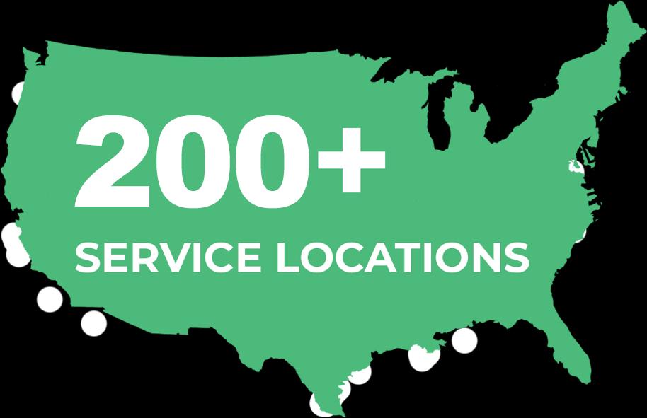 200+ Service
Locations